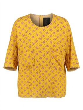 No. 6 Yellow Top with Pink Floral Print